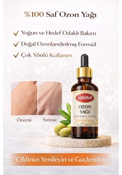 Ozon Yağı 50 Ml %100 Saf Ozonlanmış Zeytinyağı Yoğun Bakım Destekleyici Cilt Bakım Yağı