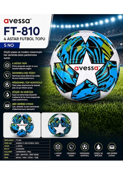 Avessa Ft-810 Futbol Topu 4 Astar Mavi