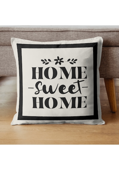 Home Sweet Home Dekoratif Kırlent Kılıfı Krem