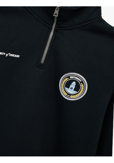 Koton Uzun Kollu Şardonlu Baskılı Yarım Fermuarlı Sweatshirt Lacivert 6wam70114mk Lacivert