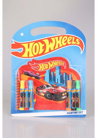 Dekomus İle Lisanslı Hot Wheels Boyama Defteri Ve 6 Adet Boya Kalemi Boyama Seti Ahşap