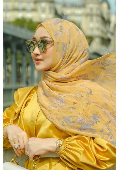 Buttonscarves Autograph Piliseli Şal - Jaune Sarı