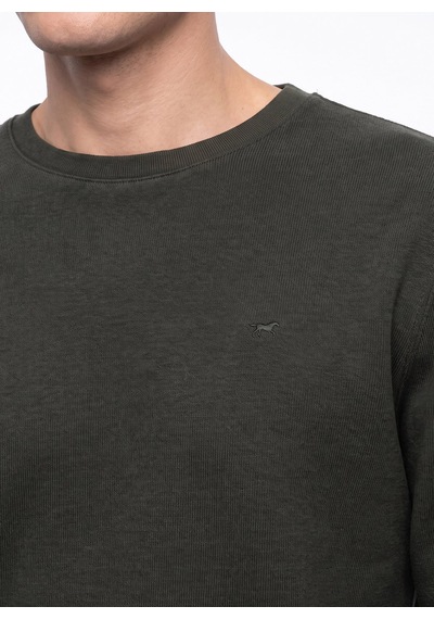 Mustang Haki Erkek Basic Nakışlı Sweatshirt M6wm-swt1590
