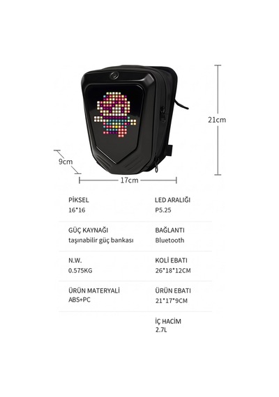 Led Işıklı Akıllı Scooter Çantası - Sct-4 Siyah