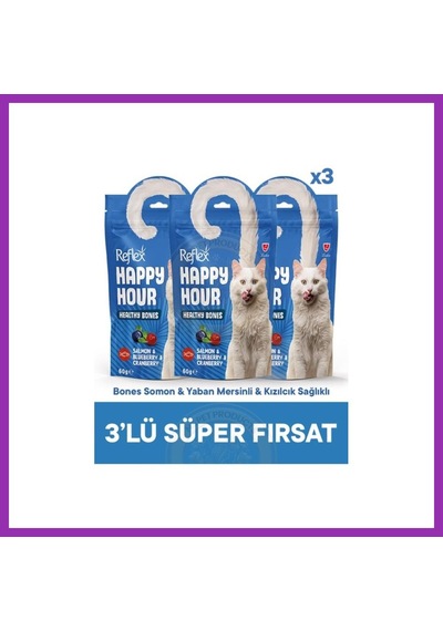 Reflex Happy Hour Healty Bones Somon & Yaban Mersinli & Kızılcık Sağlıklı Kemikler Için Destekleyici 3lü Fırsat Bty