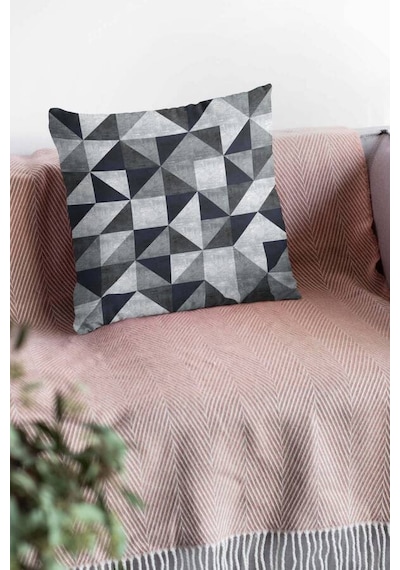 Lacivert Geometrik Çift Taraflı Yastık Kırlent Kılıfı Krl382n11