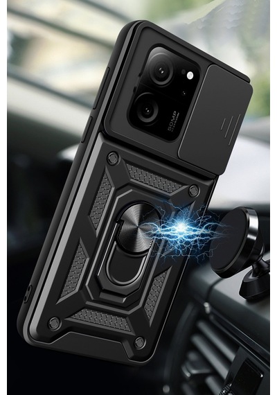 Xiaomi Mi 13t Kılıf Pars Lens Sürgülü Yüzüklü Standlı Korumalı Kılıf