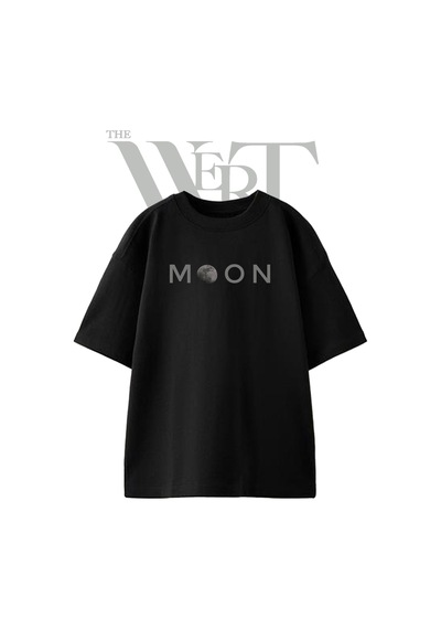 Thewert Moon 2 Tasarım Baskılı Ünisex Siyah Oversize T-shirt