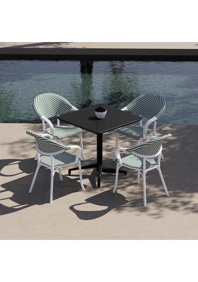 Moon Katlanır Masa 70x70 Cm - Bahçe, Balkon, Kafe, Restoran İçin, İç Ve Dış Mekan Siyah Diğer