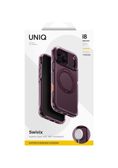 Apple iPhone Uyumlu 18 Pro Max Kılıf Swivix Dönebilen Metal Halkalı Koruyucu Premium Dayanıklı Darbe Emici Kapak Mürdüm