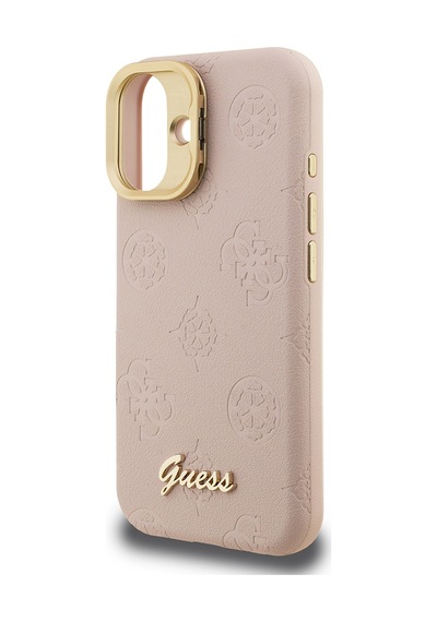 Apple Uyumlu iPhone 16 Kılıf Guess Lisanslı M-safe Şarj Özellikli Kamera Standlı Pu Deri Peony Kapak Pembe