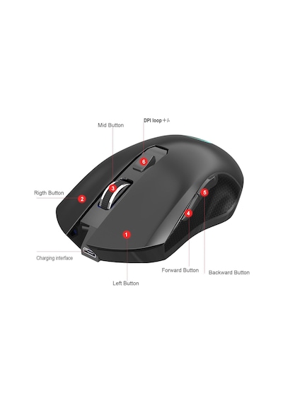 Valkyrie 6 Tuşlu Şarjlı Sessiz 2400Dpı Kablosuz Gaming Mouse
