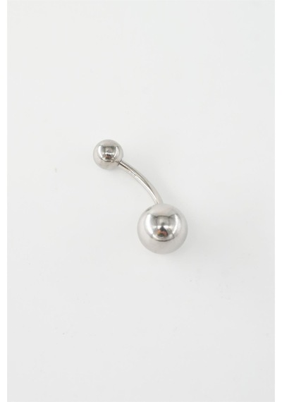 Kadın 316l Anti Alerjenik Topcuklu Göbek Piercing Gümüş