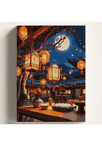 Sayılarla Boyama Tuval Hobi Seti Japon Kültürü Temalı Fırça Ve Boya Dahil Set Çıtalı 50x70 Cm Kendin Yap Say