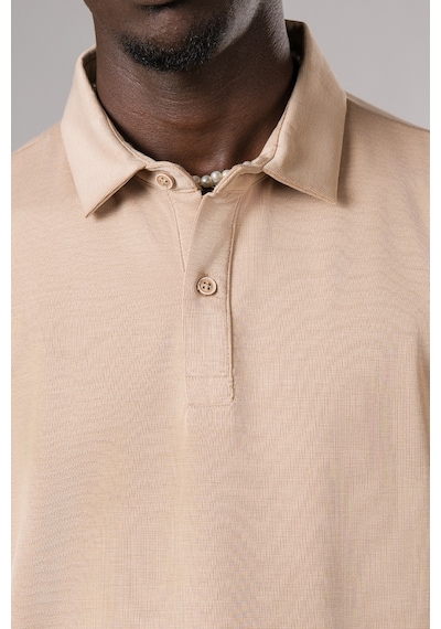 Fbi Regular Fit Dokulu Likralı Polo Yaka T-shirt Sütlü Kahve