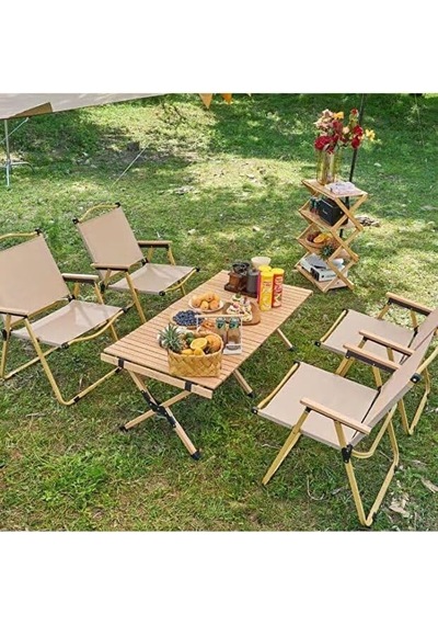 Goocamp Premium Ultra Hafif Katlanabilir Kamp Sandalyesi Bej Çok Renkli