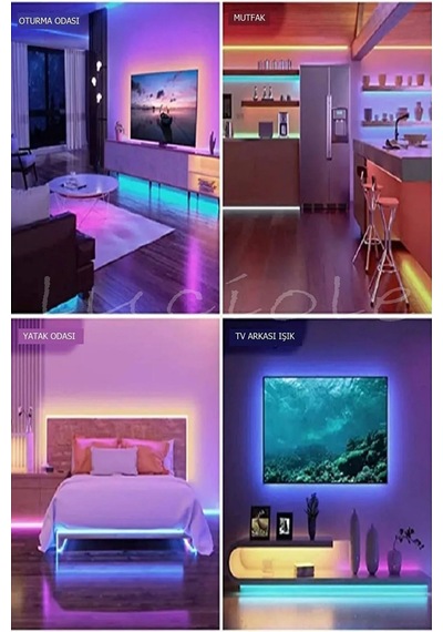 Tv Arkası Yatak Çocuk Odası Mutfak Salon Rgb Şerit Led Tak Çalıştır Uzaktan Kumandalı 1 Metre
