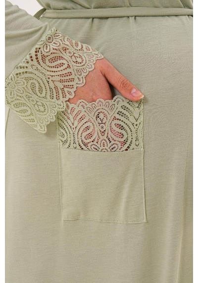 Mecit Pijama Mecit 6332 Yeşil Sabahlık Gecelik Pijama Hamile Lohusa Set