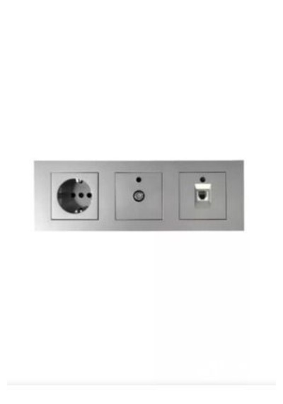Asyagrup Ovivo Silver Üçlü Set Priz - Uydu - Telefon