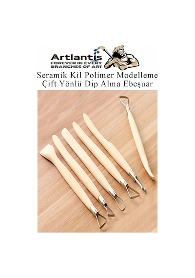 Seramik Kil Polimer Modelleme Çift Yönlü Dip Alma Ebeşuar 6 Lı 1 Paket Seramik Kil Şekillendirici Plastik Saplı