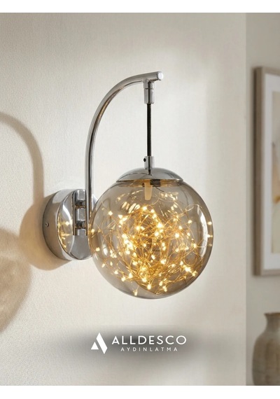 Glow Cam Peri Led Aplik Gold & Gümüş Gövde, Dekoratif Duvar Aydınlatma Gümüş