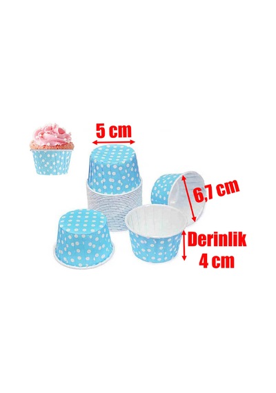 100 Adet Mavi Büyük Boy Pet Kapsül Cupcake Muffin Kek Vb. Kalıbı