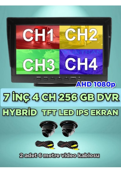 7 İnç Dvr Monitör 2 Adet Ahd 1080p Ultra Mini Kamera 150'' Lens