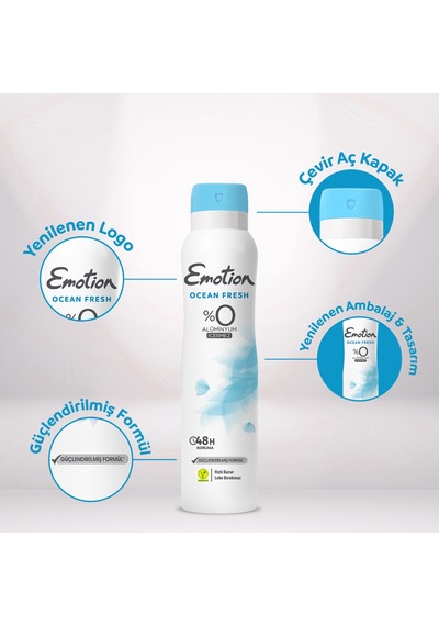 Emotion Ocean Fresh Kadın Vegan Deodorant 4x150 Ml Hızlı Kurur, Leke Bırakmaz