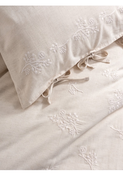 Cotton Box Cotton Keten Çift Kişilik Nevresim Takımı Esmira Bej Bej