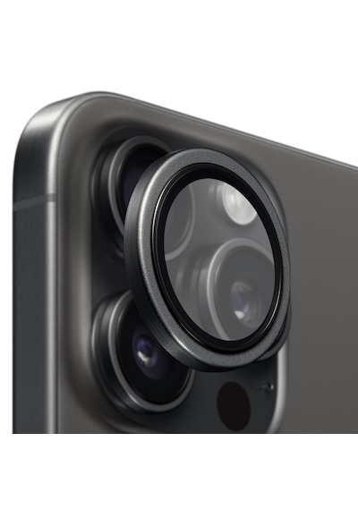 Buff Apple Uyumlu iPhone 16 Pro Max / 16 Pro Titanyum Lens Koruyucu Black