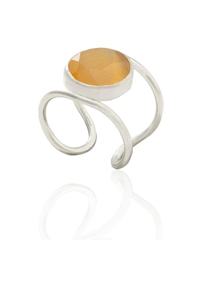 Kadir Jewellery 925 Ayar Gümüş Kaplama Zirkon Taşlı Kadın Minimal Yüzük Sarı