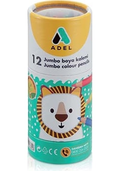 Adel Kuru Boya Kalemi 12 Renk Jumbo Hexa 9520 520101 Standart
