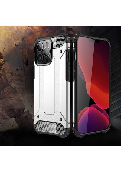 Apple Uyumlu iPhone 13 Pro Max Kılıf Armor Hybrid Zırh Silikon Siyah -