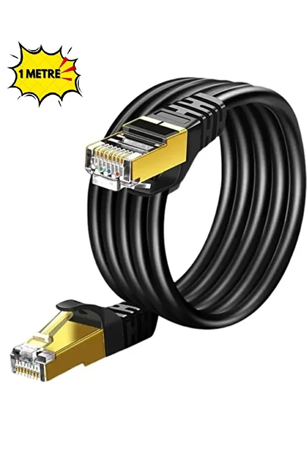 1 Metre 1mt Yeni Nesil Rj45 Kablo Cat7u/ftp Altın Kaplama Korumalı 10gb/sn Ağ Lan Ethernet Kablosu