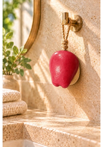 Dekoratif Kokulu Sabun & Peeling Etkili Asılabilir Dekoratif Banyo Sabunu & Kırmızı Elma Şekilli Katı Sabun 8,5x7x4,8 Cm - 937751218 Diğer