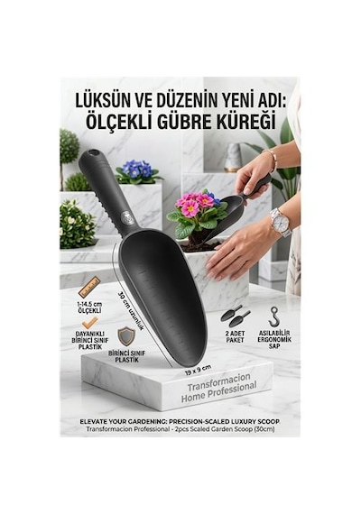Zenvac 2'li Set Ölçekli Bahçe Küreği, Çok Amaçlı Toprak Gübre Mama Aktarma Kaşığı 719820 Zenvac29 Renkli