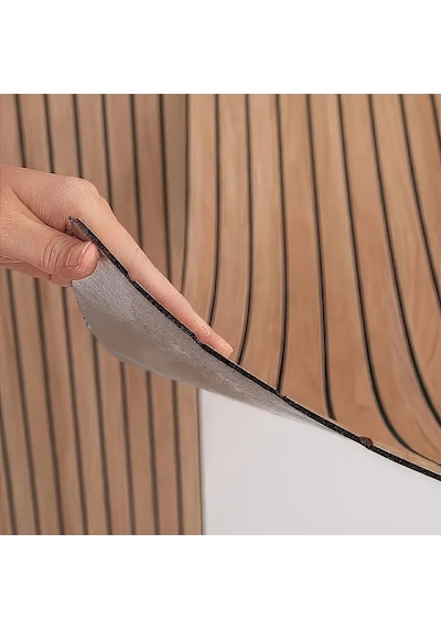 60cmx250cm 1 Adet Kahverengi 3d Yapışkanlı Sxp Akustik Lambiri Desenli Duvar Paneli Kağıdı 3115-1