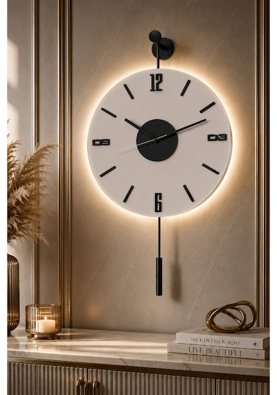 MetaQuartz Aksesuar Siyah Artistry Kardelen Siyah 30x55 Cm Pilli Led , Modern Dekoratif Metal Duvar Saati