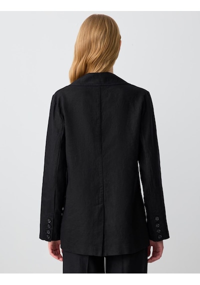 Jimmy Key Siyah %100 Keten Düz Kesim Blazer Ceket 5sw052585900