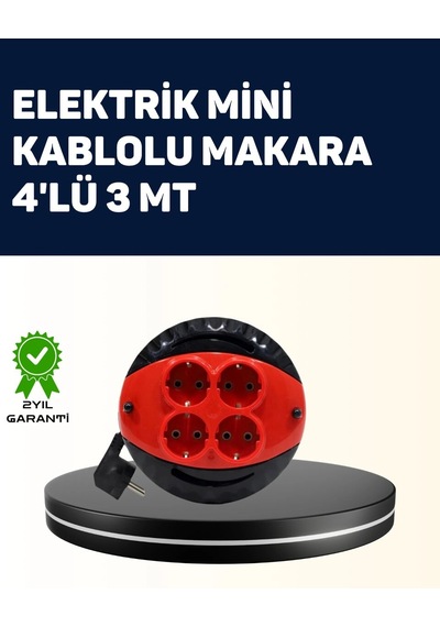Ev Ve Ofis İçin 3 Metre Kablolu 4 Priz Makarası Standart