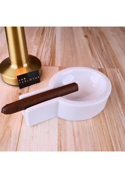 Perlotus Porselen Beyaz Şeffaf Sırlı Puro Küllüğü Sert Porselen 10 Cm