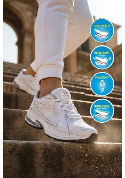 Walkway Beyaz Fileli Hafif Hava Alabilen Erkek Spor Ayakkabı 1505 Ruth M