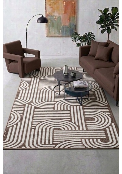 Kaymaz Tabanlı Halı Kesme Yolluk Salon Koridor Mutfak Yatak Odası Halısı Daire 3012 Kahve