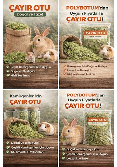 Doğal Çayır Otu Kemirgen Yemi Tavşan Hamster Ginepig Chinchilla D
