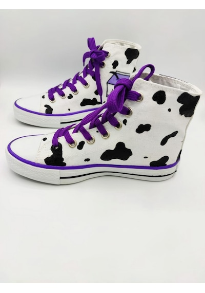 El Boyaması Milk Convers Modeli Sneaker Günlük Spor Ayakkabı (518920489) Beyaz
