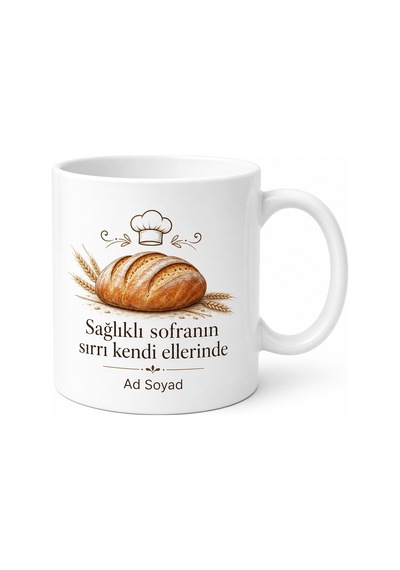 Glütensiz Ekmeğini Kendi Yapanlara Sağlıklı Mutfak Şefi Kupası Hediye Bardak Beyaz / Çok Renkli