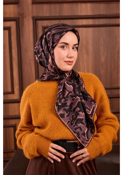 Silk Home Twill İpek Eşarp Pastel Mor Siyah Soğan Kabuğu Desenli Tok Duruşlu 90x90 Çok Renkli Silk Home Twill İpek Eşarp Pastel Mor Siyah Soğan Kabuğu Desenli Tok Duruşlu 90x90 Çok Renkli