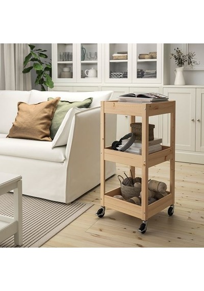 Ikea Loshult Servis Arabası, Çam, 38x38x82 Cm Çok Renkli