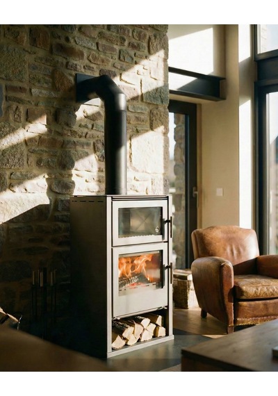 Goldfire Linea 11,5kw Odunluk Ve Fırınlı Çelik Soba Şömine