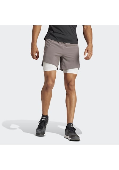Adidas Wo Pow 2ın1 Erkek Spor Taytlı Şort - Is3842 Gri
